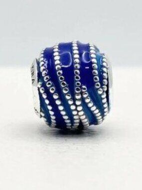 Pandora Blue and Silver Charm Bead